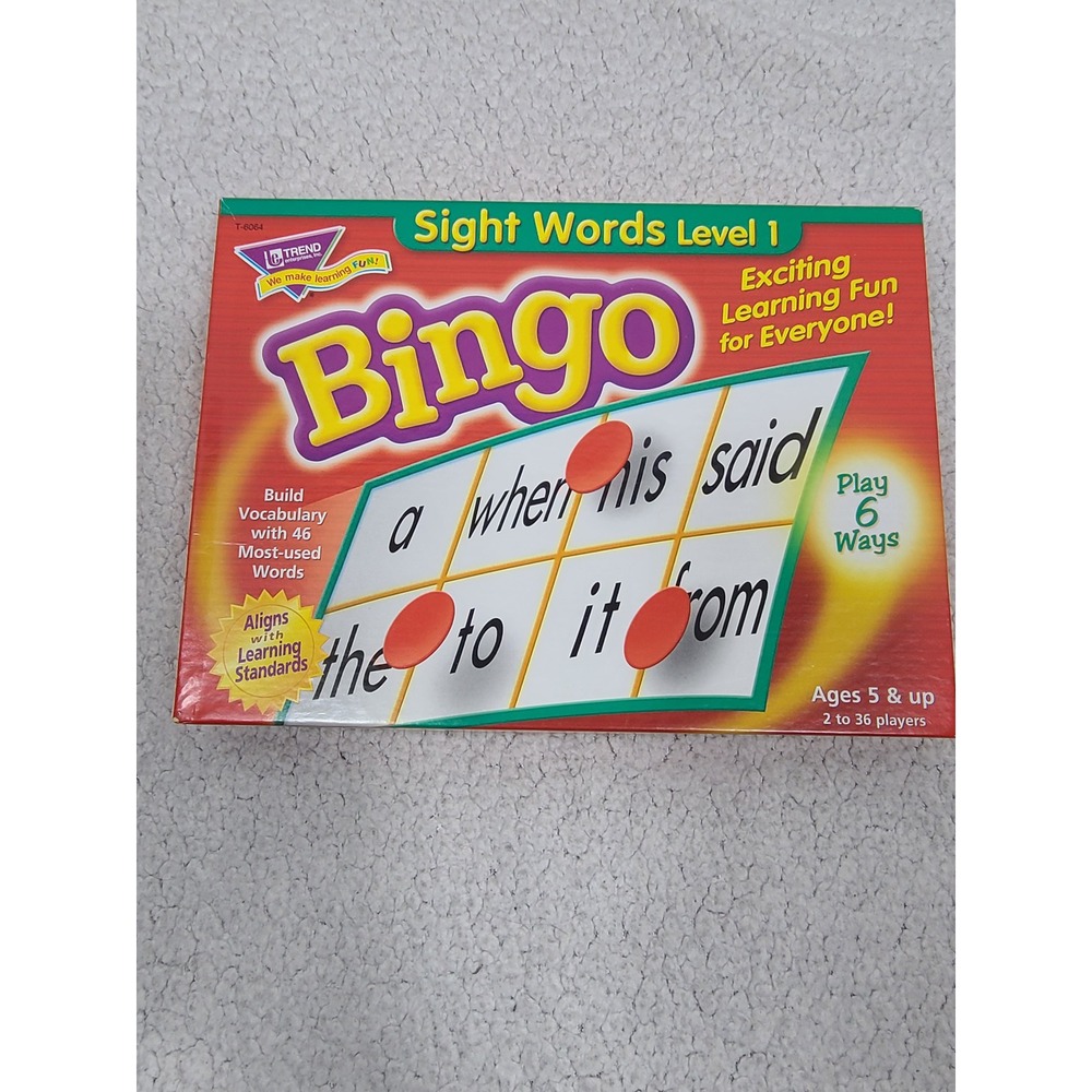 Trend Enterprises Sight Words Level 1 Bingo Educational Board Game T-6064 5+